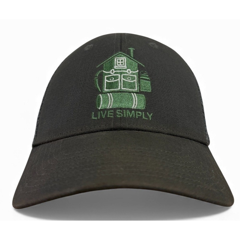Patagonia Live Simply Trucker Hat Gray Embroidered House‎ Backpack Mesh Back
